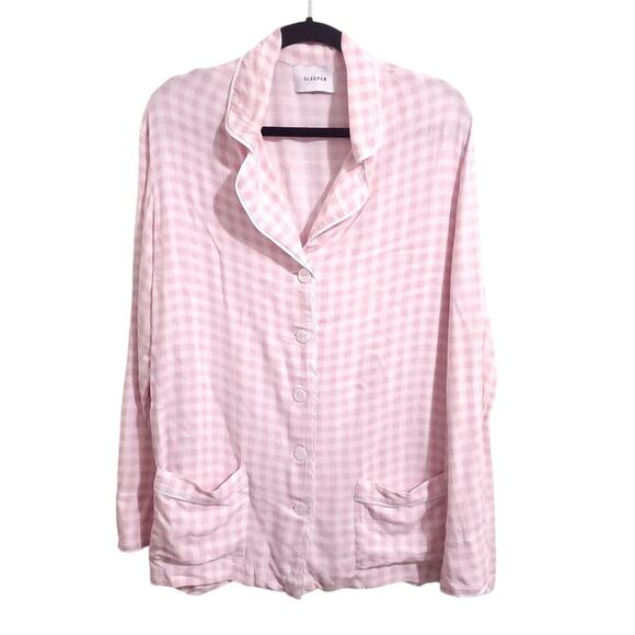 Sleeper Party Pajama Top in Pink Vichy L As seen on Sex and The City - Picture 4 of 16